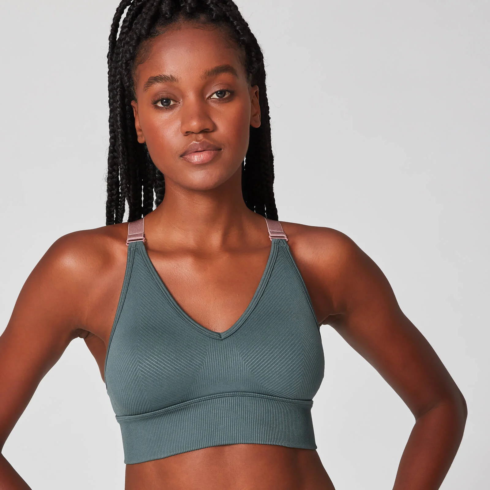 MP Luxe Ribbed Seamless Sports Bra - Castle Rock - XS Image 1