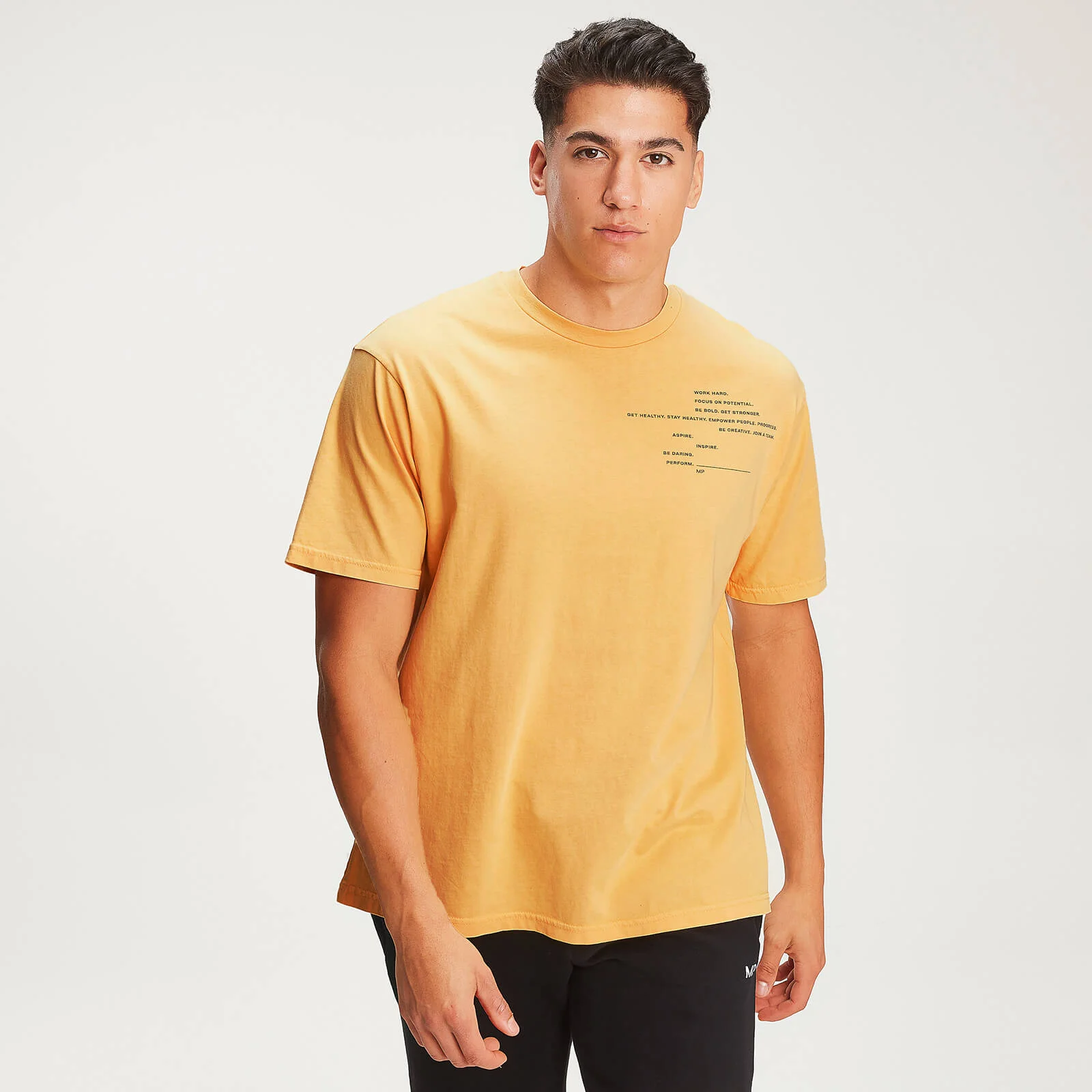 MP Men’s Rest Day Staggered Slogan T-Shirt - Old Gold - XS Image 1