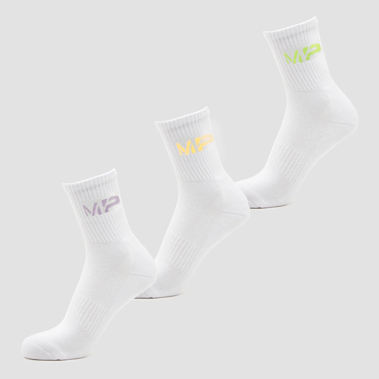 MP Women's Neon MP Logo Crew Socks (3 Pack) Butterfly/Banana/Lavender - UK 3-6 Image 1