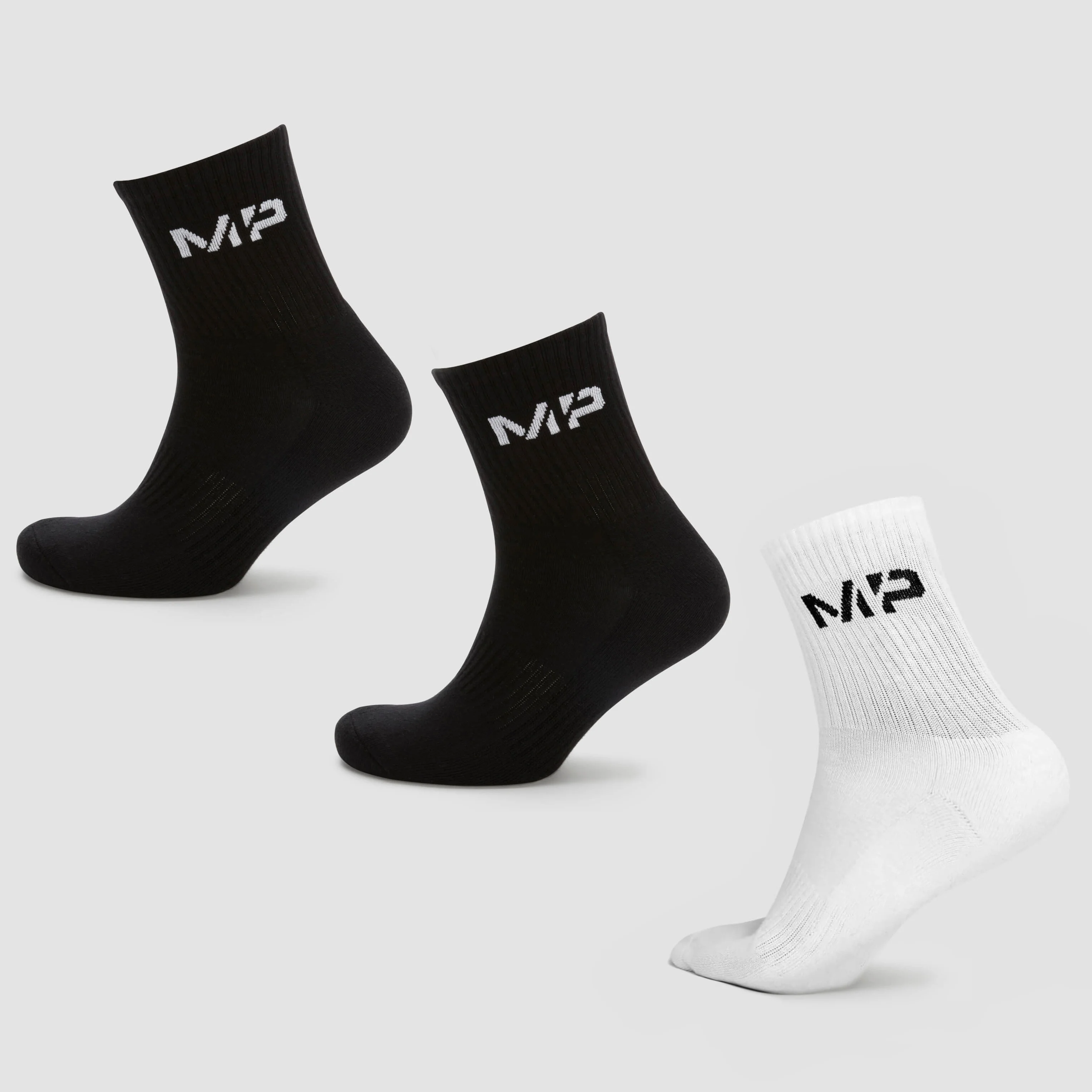 MP Women's Crew Socks (3 Pack) - Black/White - UK 3-6 Image 1