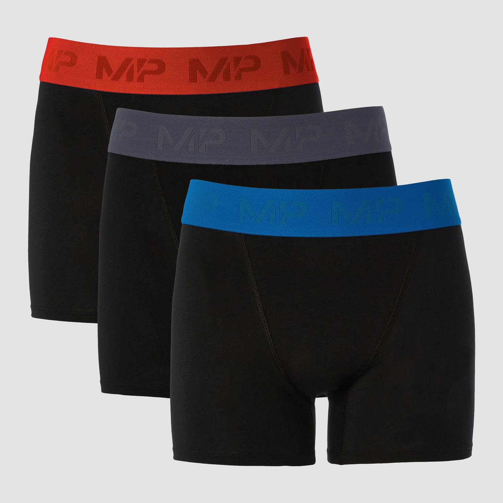 MP Men's Coloured Waistband Boxers (3 Pack) - Black/Graphite/True Blue/Fire - XXS Image 1