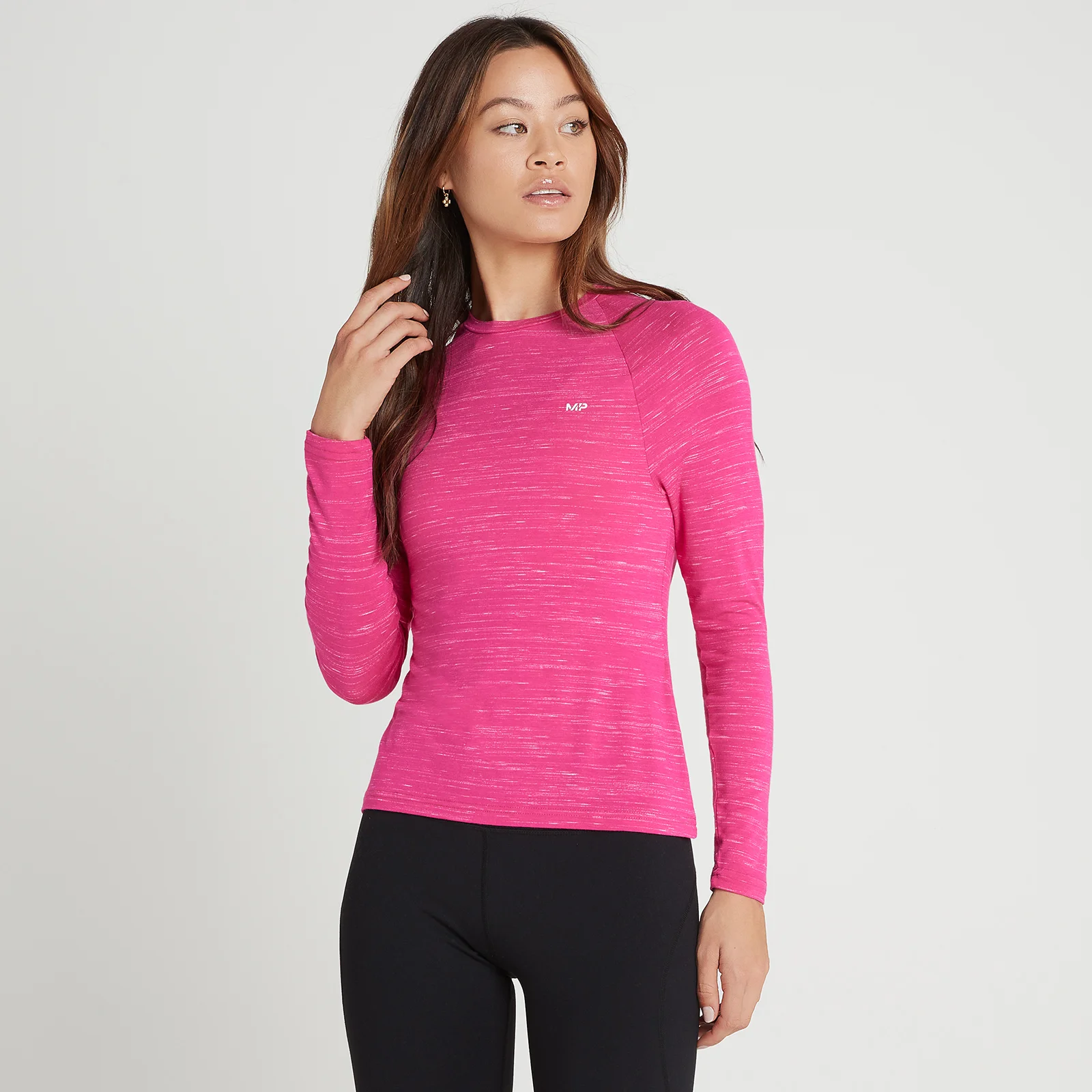 MP Women's Performance Long Sleeve Training T-Shirt - Magenta Marl/White Fleck - XXS Image 1