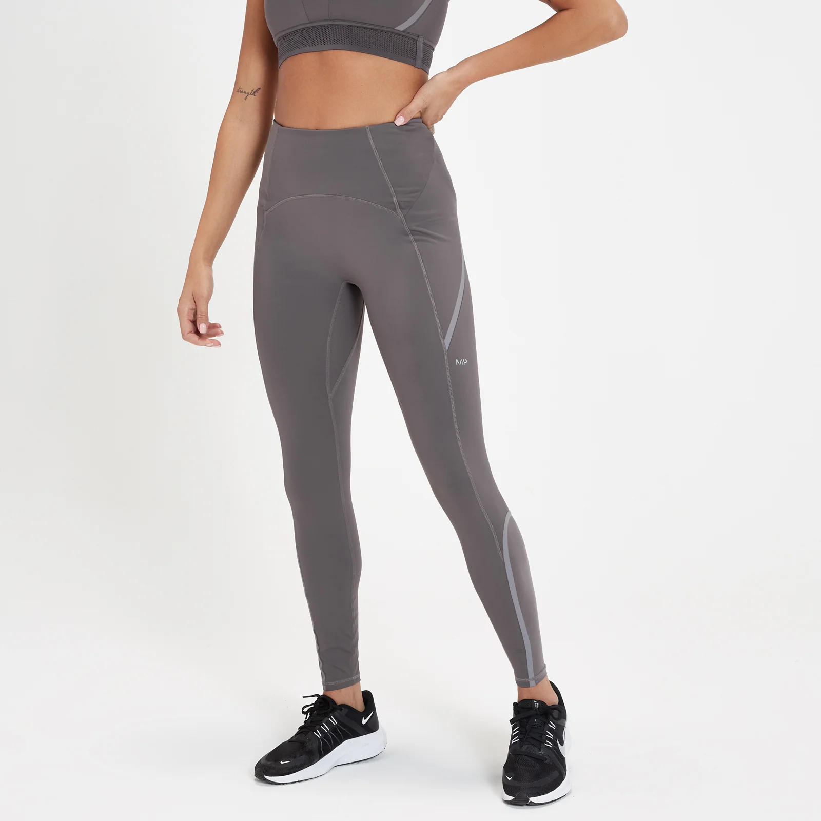 MP Women's Velocity Reflective Leggings - Pebble Grey - L Image 1