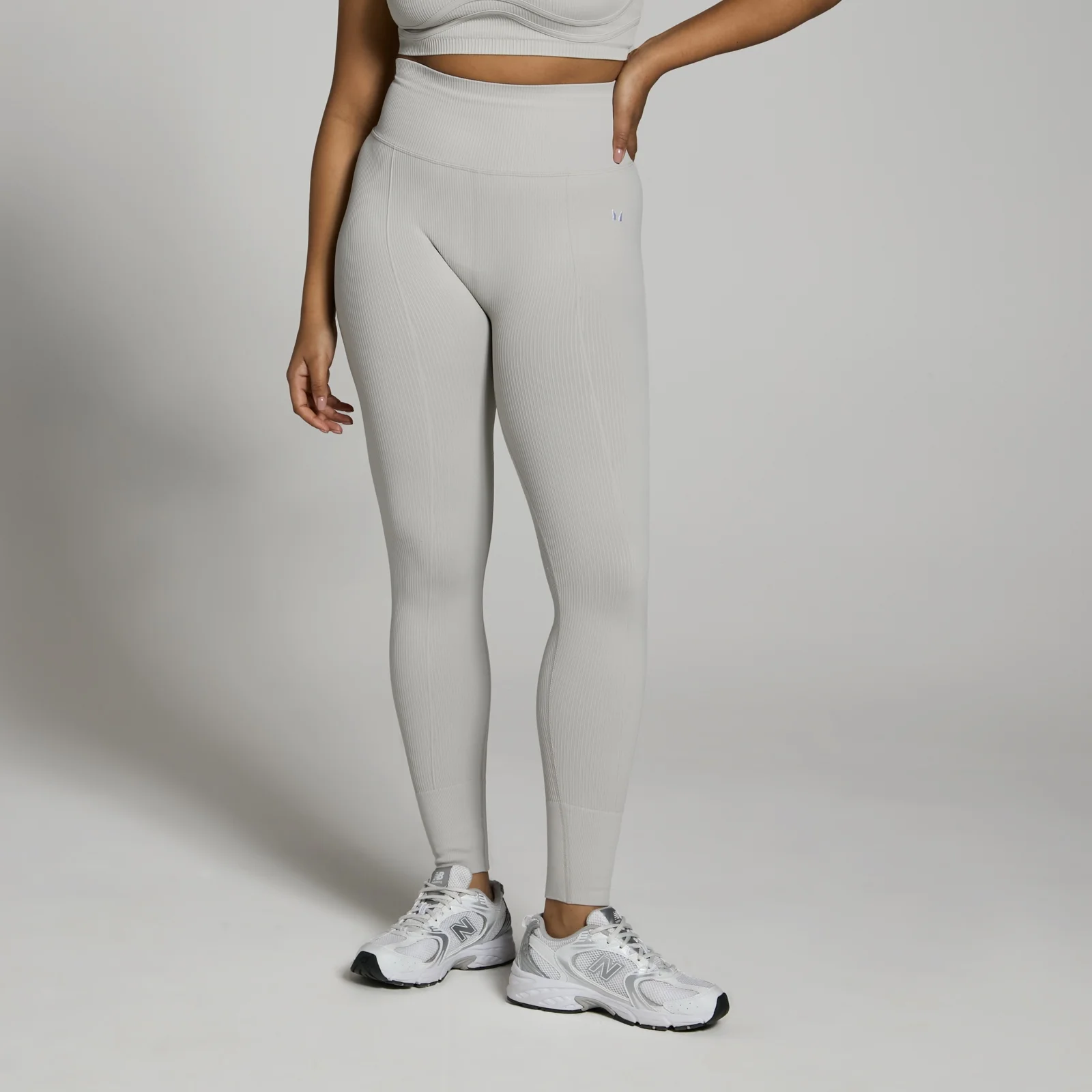MP Women's Lifestyle Ribbed Leggings - Light Grey - M Image 1