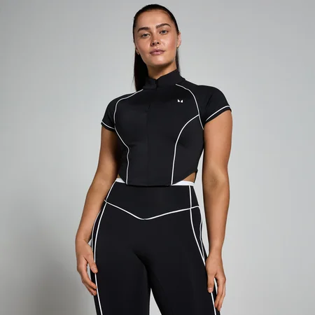 MP Women's Tempo Contrast Piping 1/4 Zip Top - Black