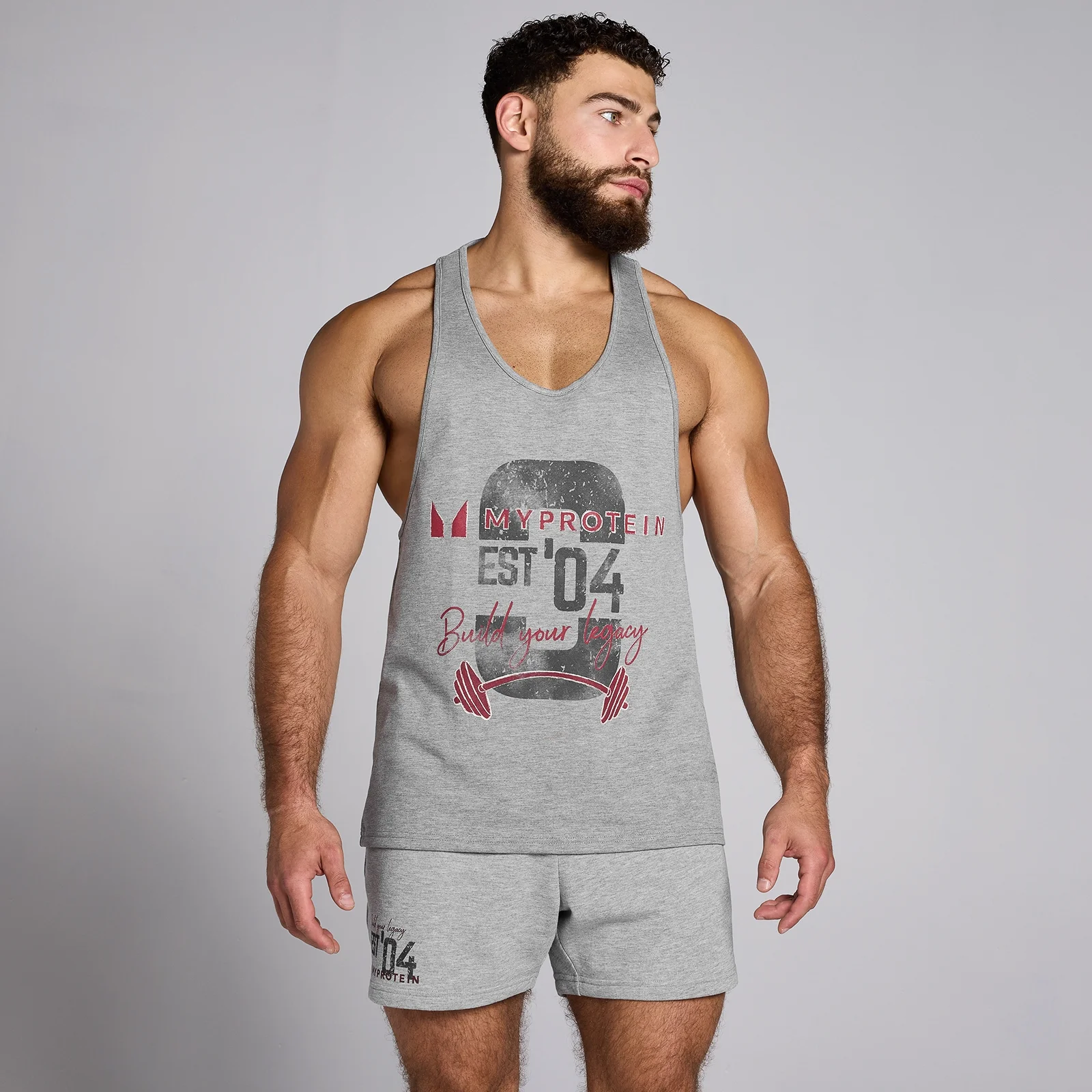 MP Men's Origin Graphic Stringer - Grey Marl - XXXL Image 1