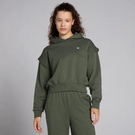 MP Women's Tempo Graphic Crop Hoodie - Dark Olive
