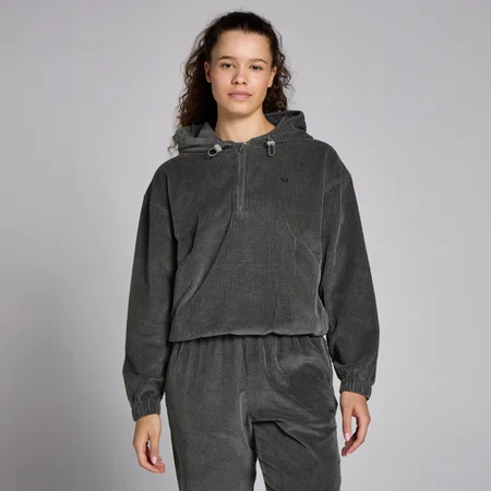 MP Women's Corduroy 1/4 Zip Hoodie - Gun Metal