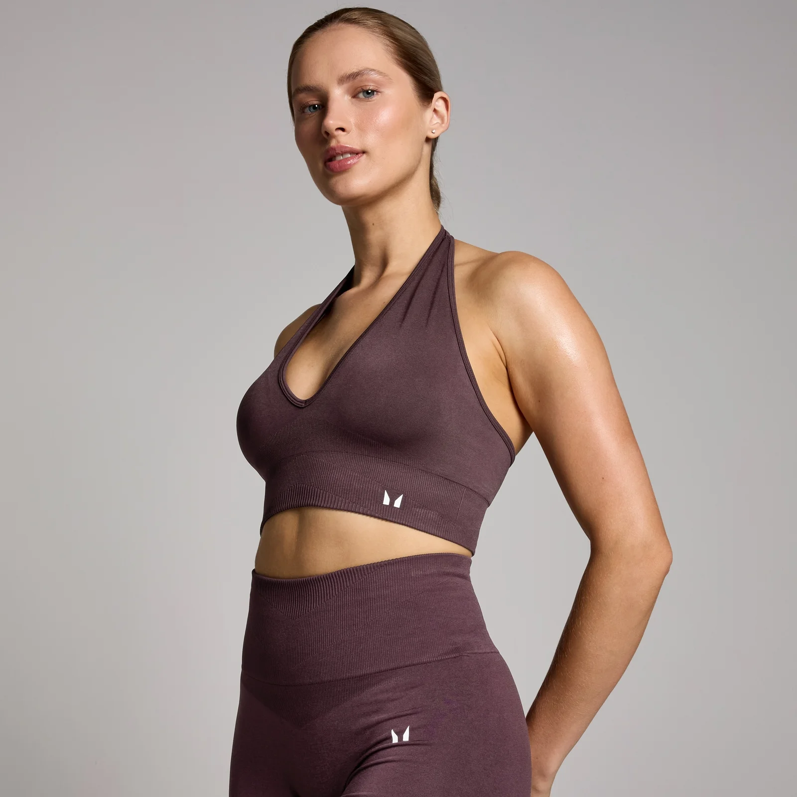 MP Women's Tempo Seamless Halter Neck Bra - Fudge - S Image 1