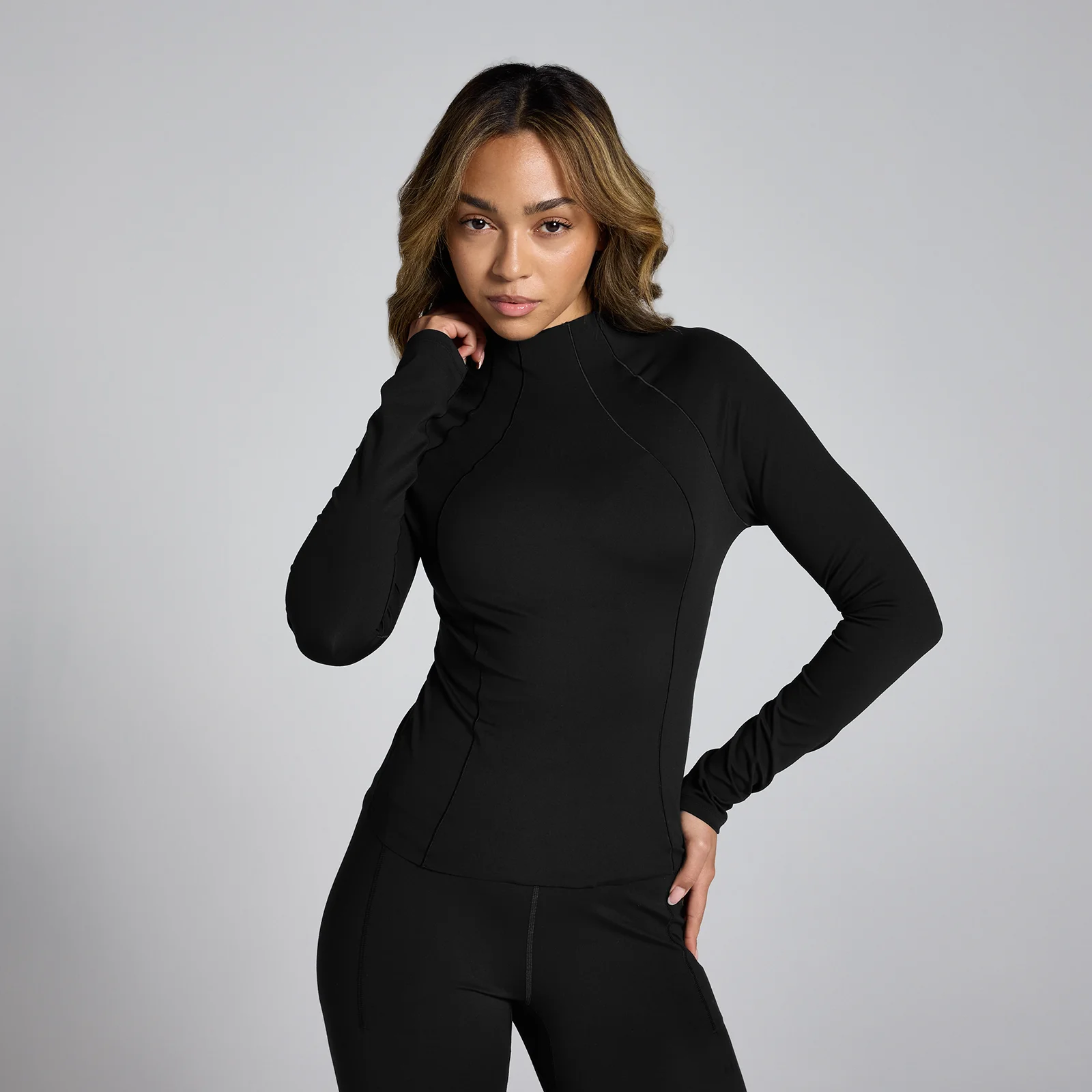 MP Women's Lifestyle Funnel Neck Sheer Top - Black - XS Image 1