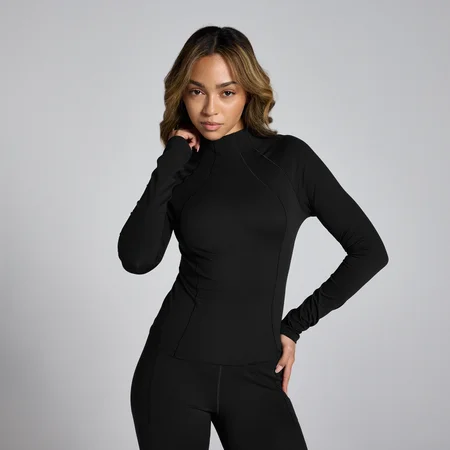 MP Women's Lifestyle Funnel Neck Sheer Top - Black