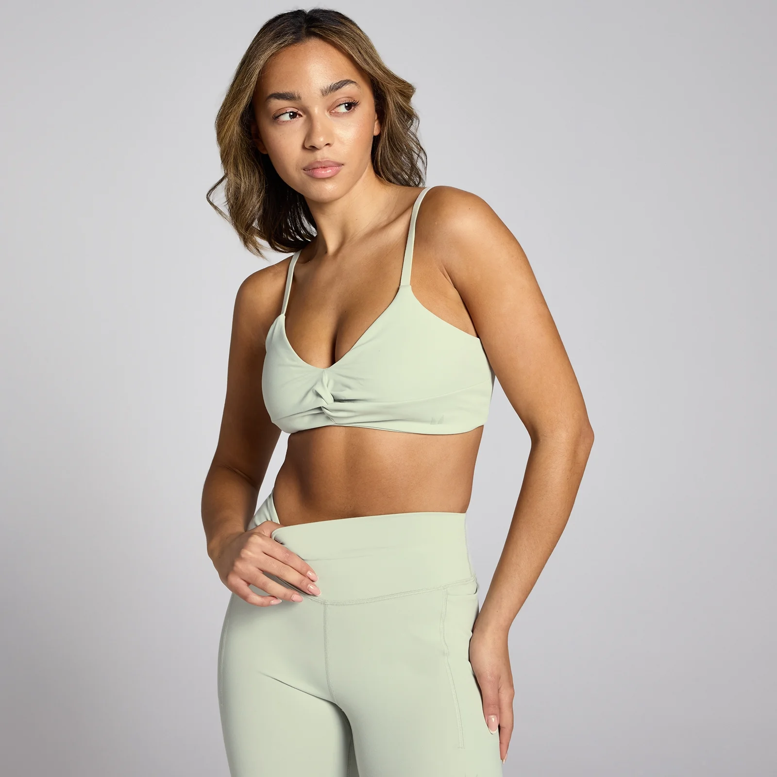 MP Women's Lifestyle Twist Front Sports Bra - Mineral Green - XS Image 1
