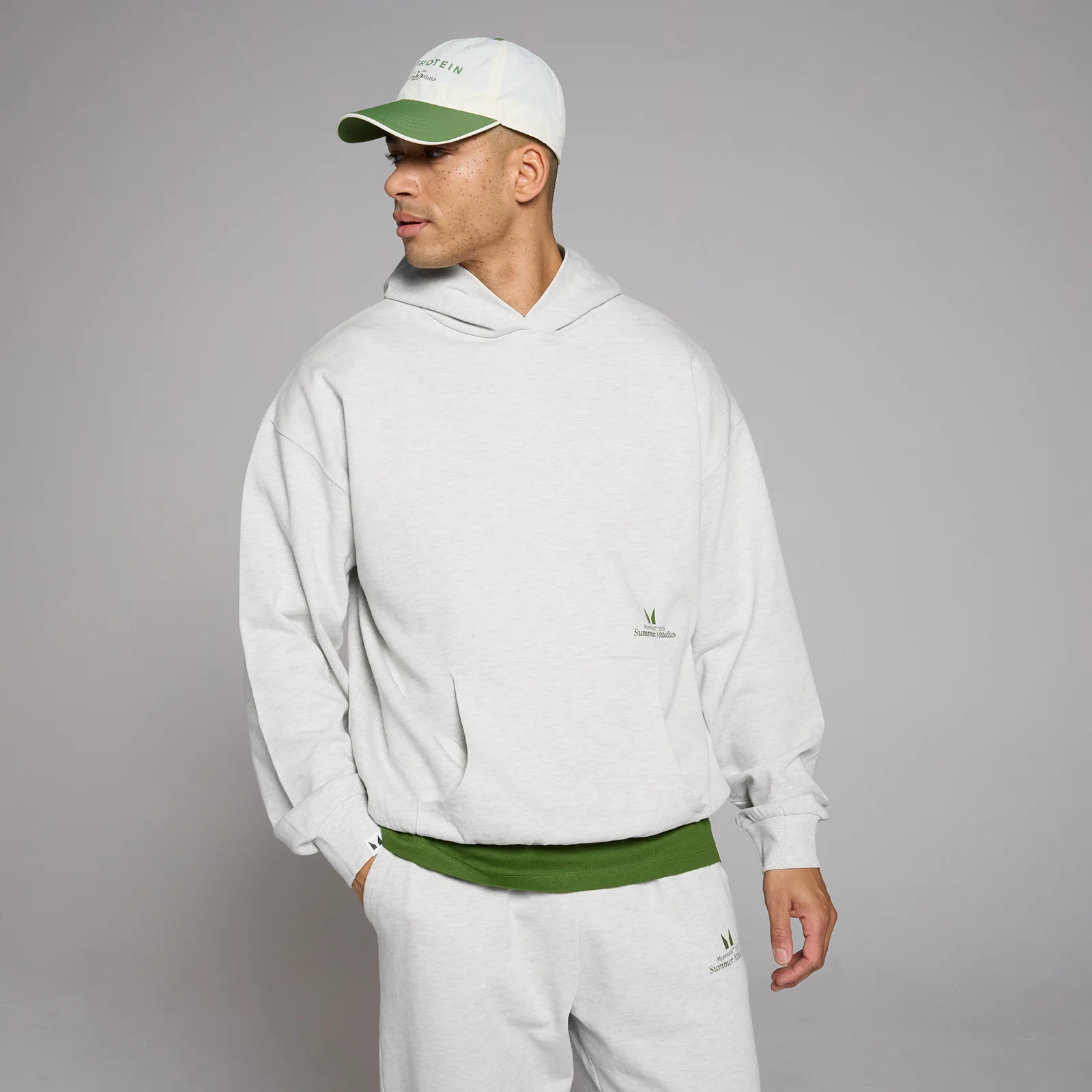 MP Retro Graphic Oversized Hoodie - Grey Marl - S-M Image 1